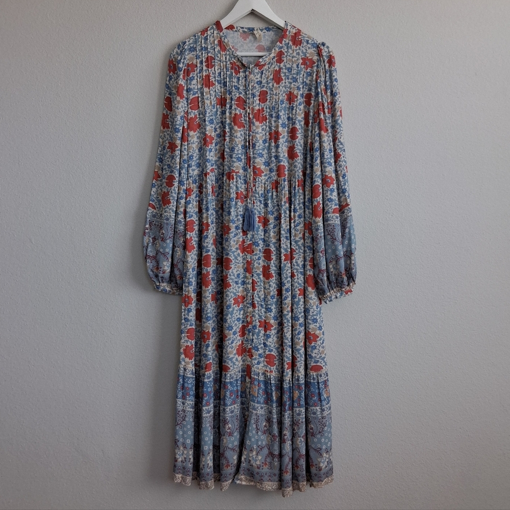 Spell Village Button Down Midi Dress In Sky - Picture 6 of 16